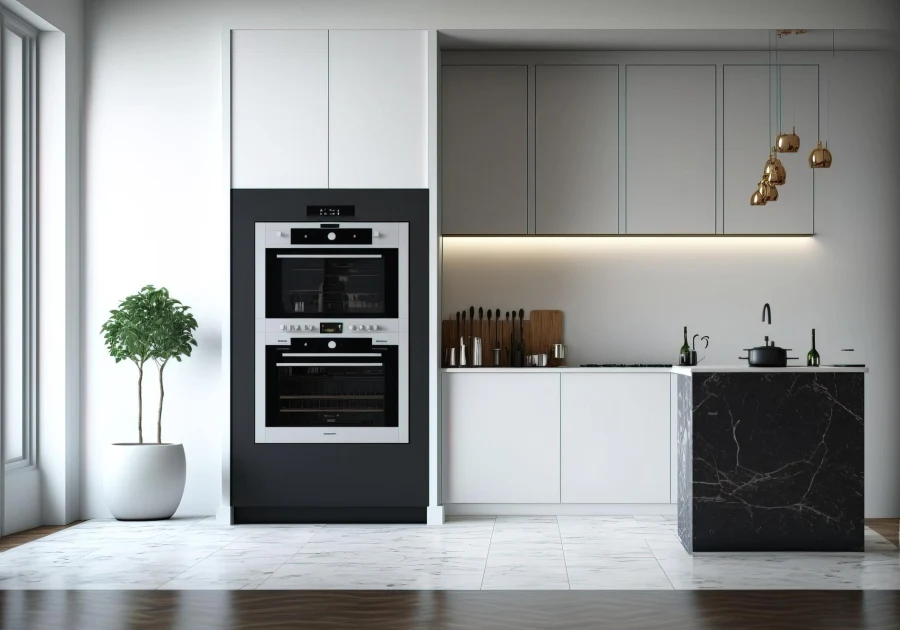 Built-in wall oven in fitted kitchen cabinetry